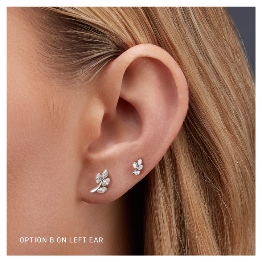 Diamond Vine Threaded Stud Earring Yellow Gold 8mm B Direction