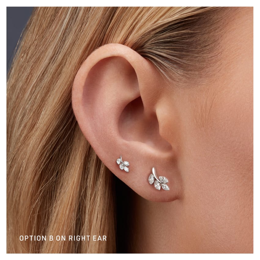 Diamond Vine Threaded Stud Earring Yellow Gold 10.5mm B Direction