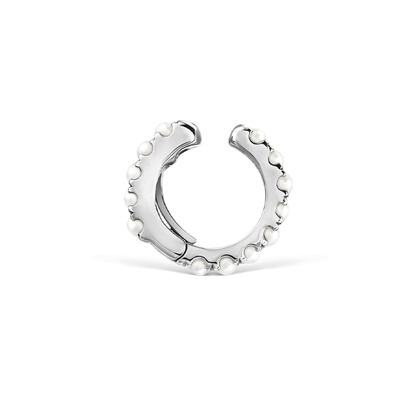 Pearl Eternity Tash Cuff Earring White Gold 6.5mm