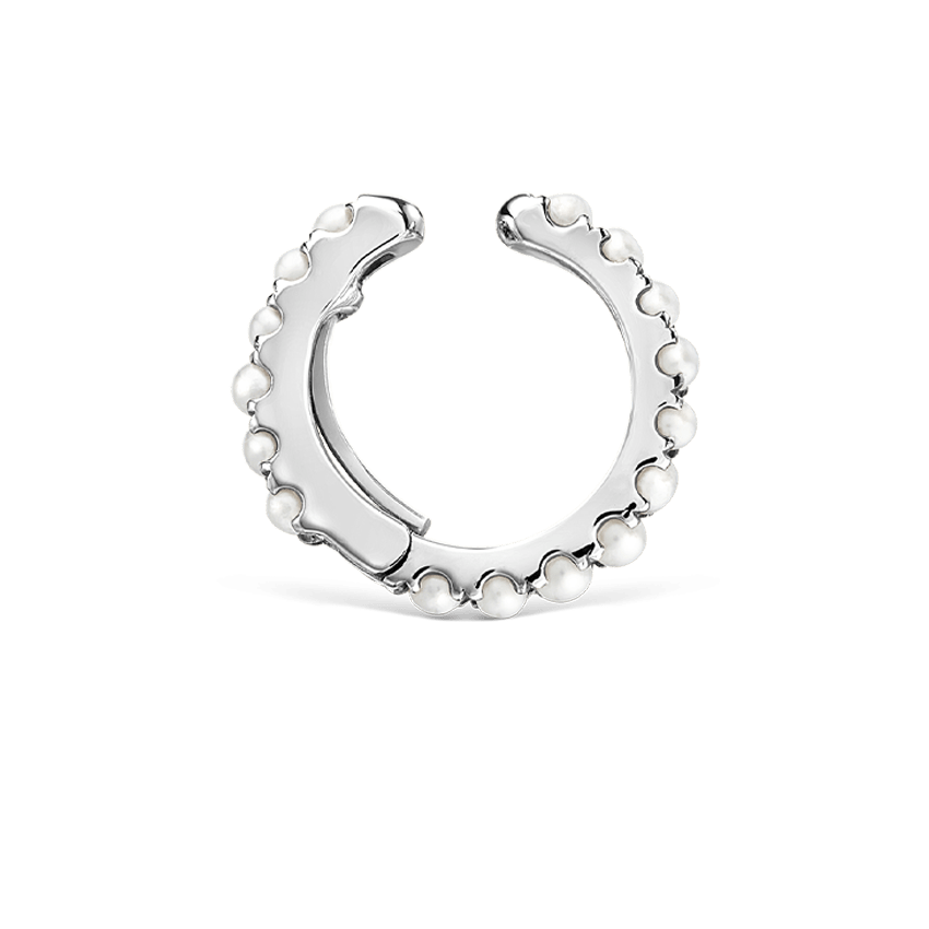 Pearl Eternity Tash Cuff Earring White Gold 8mm