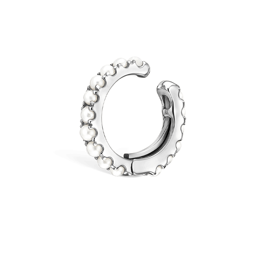 Pearl Eternity Tash Cuff Earring White Gold 8mm