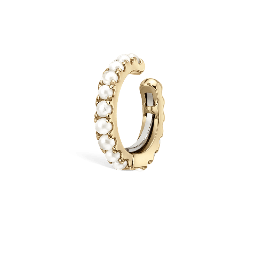 Pearl Eternity Tash Cuff Earring Yellow Gold 8mm