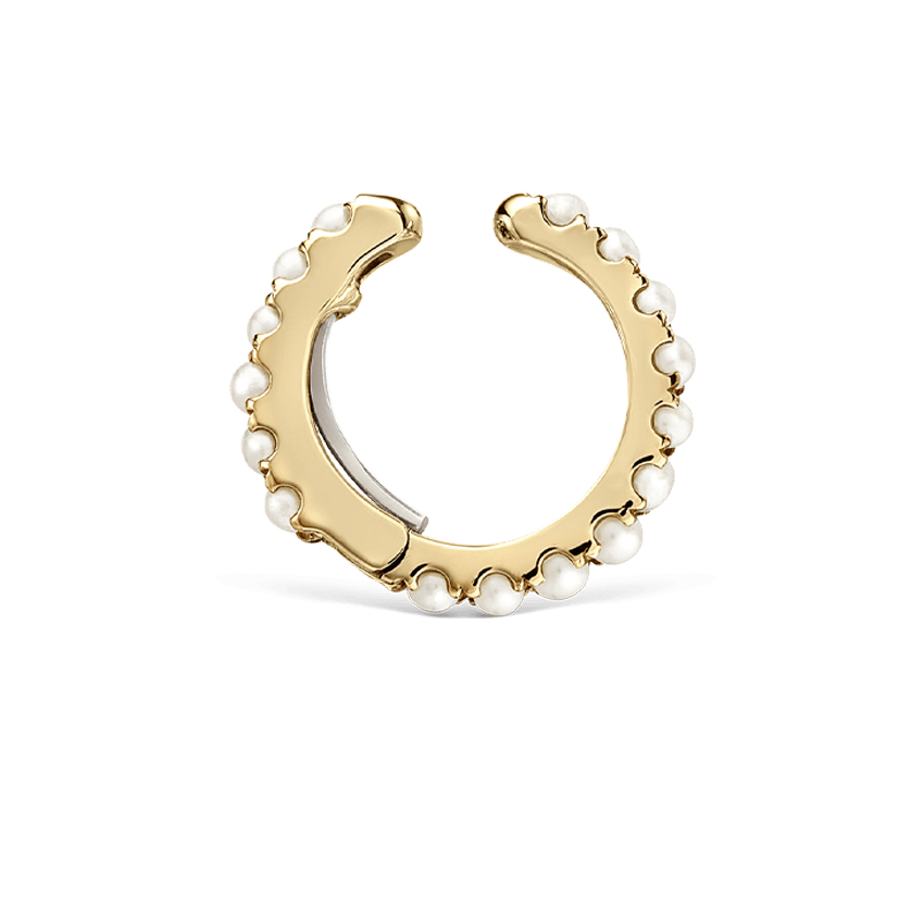 Pearl Eternity Tash Cuff Earring Yellow Gold 8mm