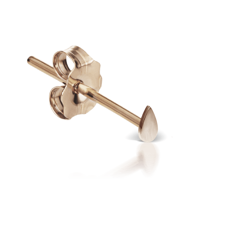Plain Pear Stud Earring Rose Gold 4mm