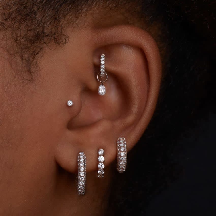 Pear Floating Diamond Charm Rose Gold 5mm