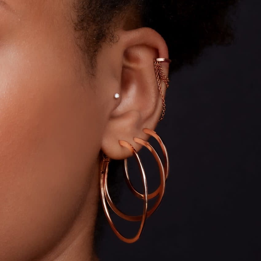 Flat Hoop Earring Rose Gold 31mm