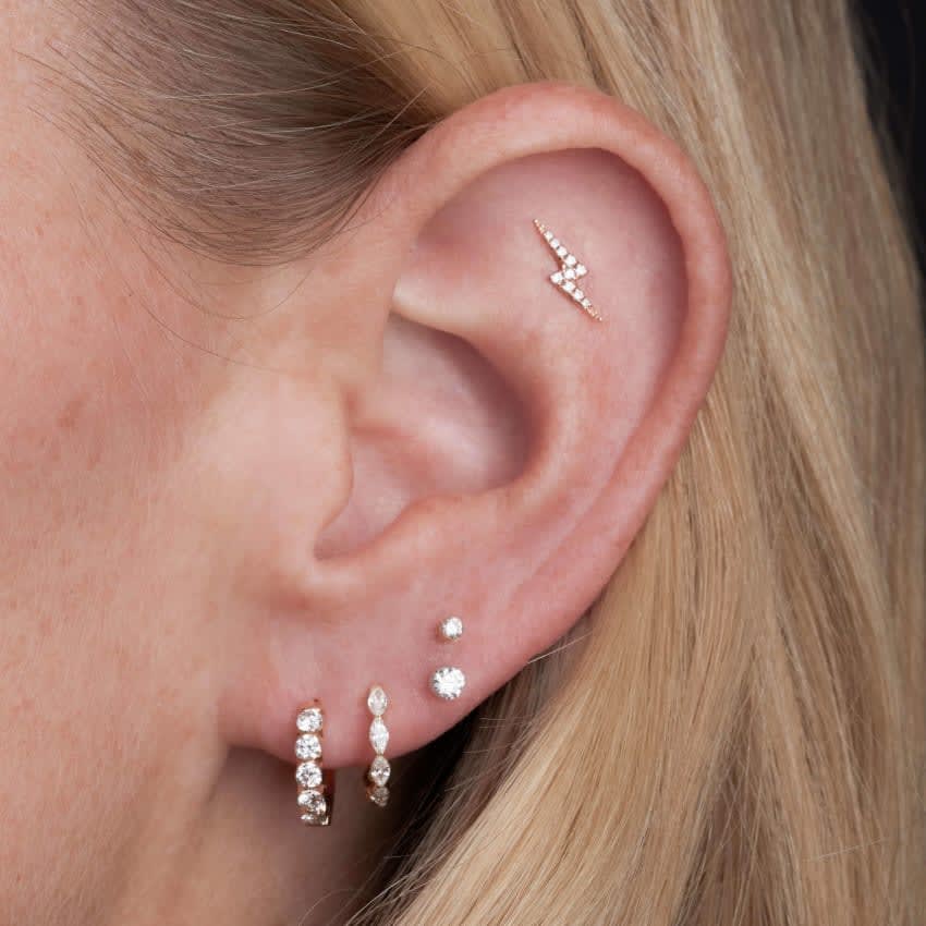 Invisible Set Large Diamond Eternity Hoop Earring Yellow Gold 8mm