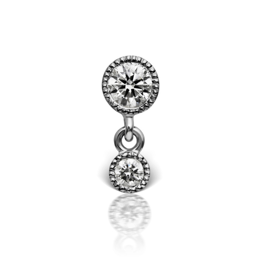Scalloped Set Diamond Stud Earring White Gold 3mm / 2mm