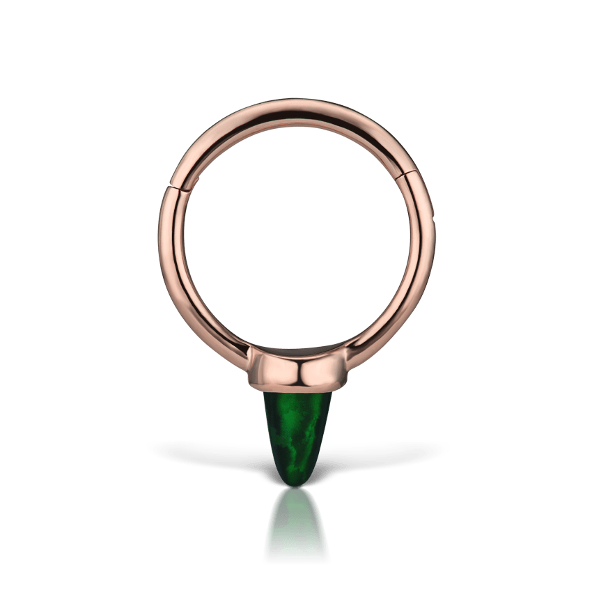 Single Short Black Opal Spike Hoop Earring Rose Gold 8mm