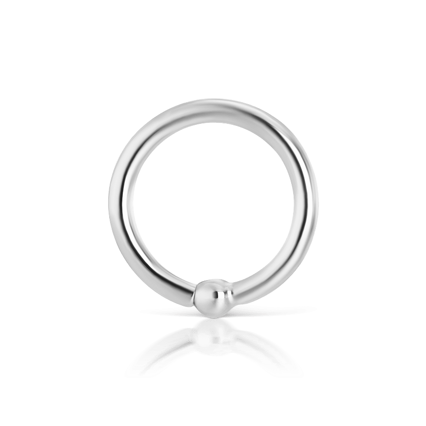 Fixed Gold Ball Ring White Gold 6.5mm 16 Gauge = 1.3mm