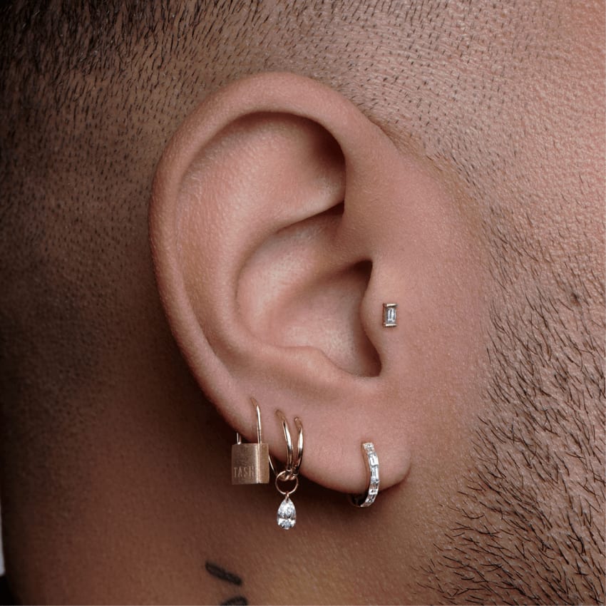 Padlock Hoop Earring Rose Gold 6.5mm