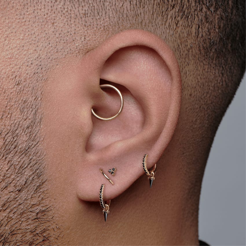 Black Moissanite Spike Charm Rose Gold 4mm