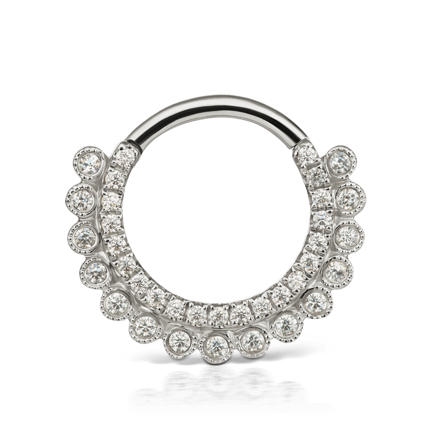 Diamond Apsara Hoop Earring White Gold 9.5mm 16 Gauge = 1.3mm