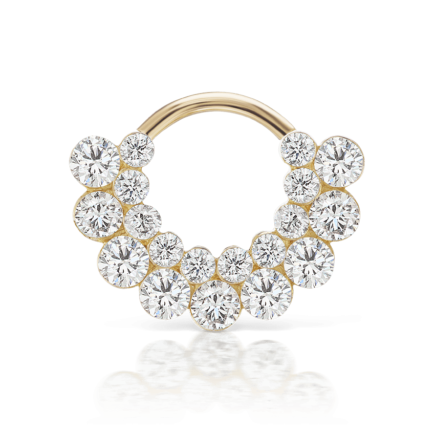Invisible Diamond Apsara Hoop Earring Yellow Gold 6.5mm 16 Gauge = 1.3mm