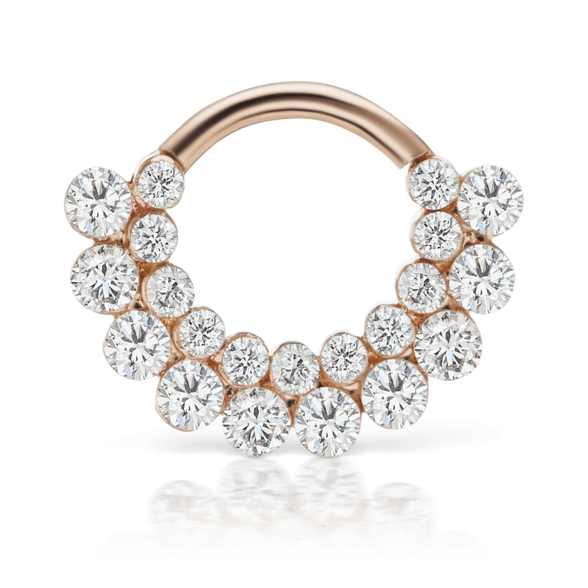 Invisible Diamond Apsara Hoop Earring Rose Gold 8mm 16 Gauge = 1.3mm