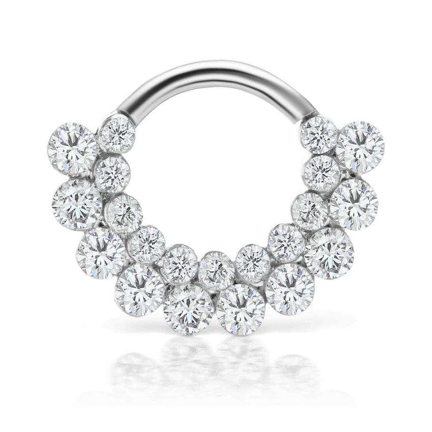 Invisible Diamond Apsara Hoop Earring White Gold 8mm 16 Gauge = 1.3mm
