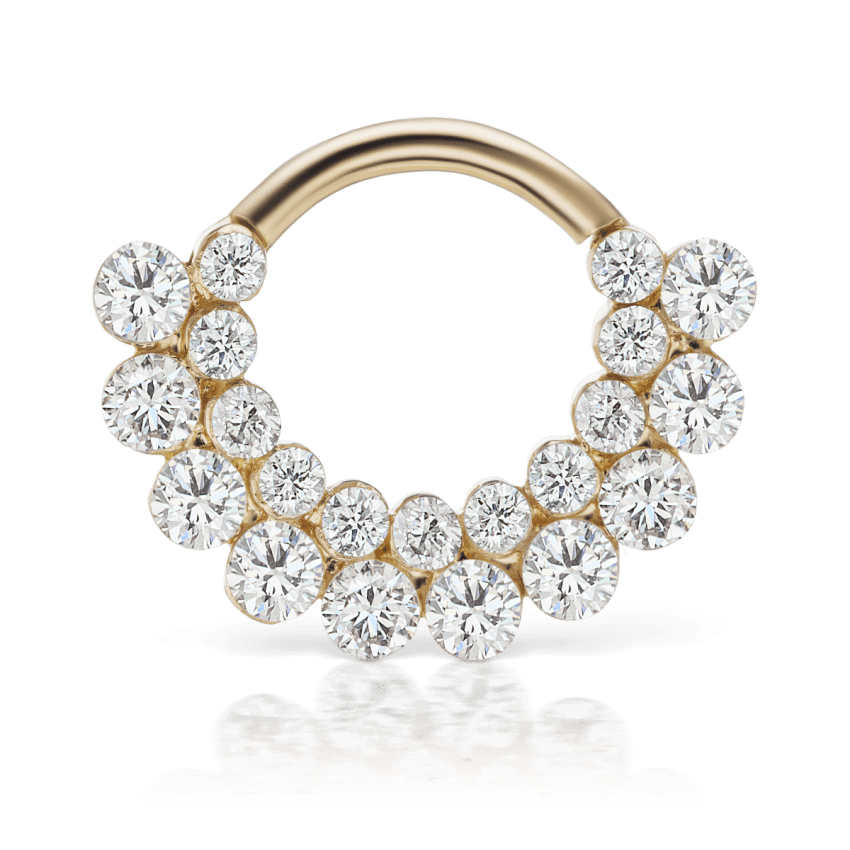 Invisible Diamond Apsara Hoop Earring Yellow Gold 8mm 16 Gauge = 1.3mm