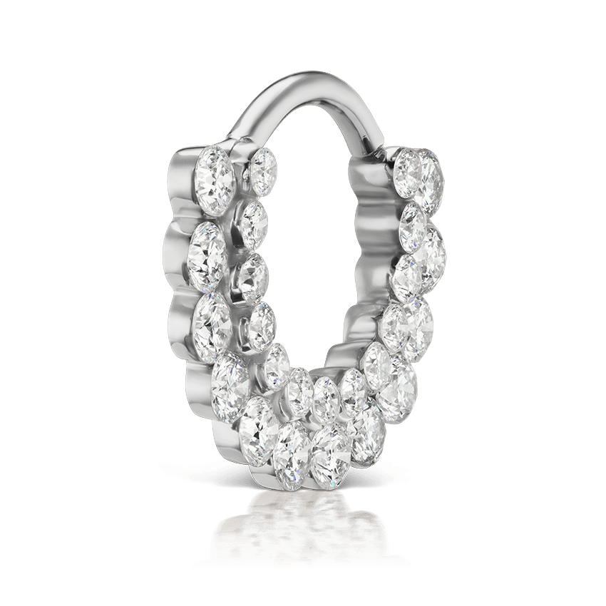 Invisible Diamond Apsara Hoop Earring White Gold 9.5mm 16 Gauge = 1.3mm