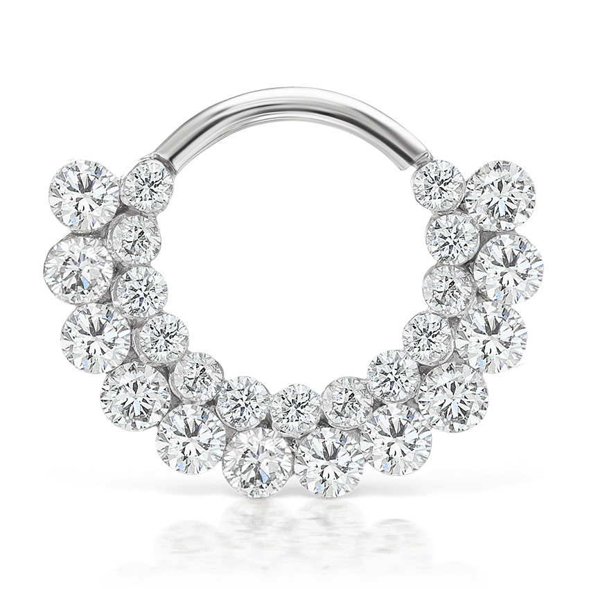 Invisible Diamond Apsara Hoop Earring White Gold 9.5mm 16 Gauge = 1.3mm