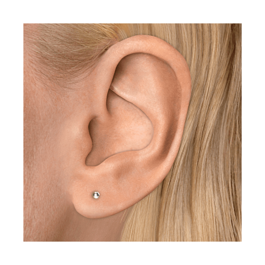 Ball Threaded Stud Earring White Gold 2.5mm