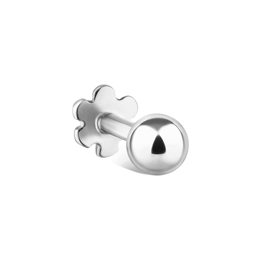 Ball Threaded Stud Earring White Gold 3mm