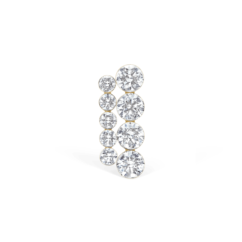 Invisible Set Diamond Apsara Bar Threaded Stud Earring Yellow Gold 11mm