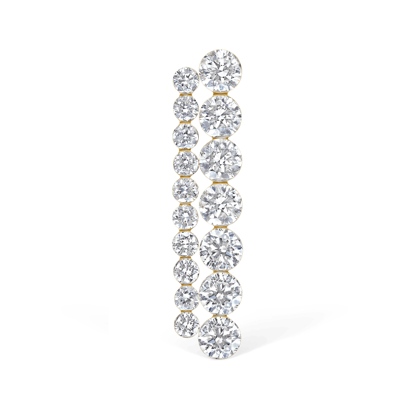 Invisible Set Diamond Apsara Bar Threaded Stud Earring Yellow Gold 18mm
