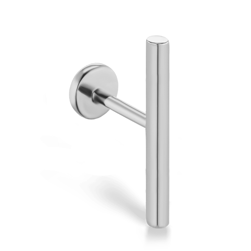 Polished Round Bar Threaded Stud Earring White Gold 11mm