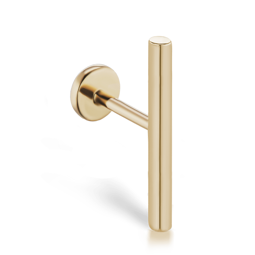 Polished Round Bar Threaded Stud Earring Yellow Gold 11mm