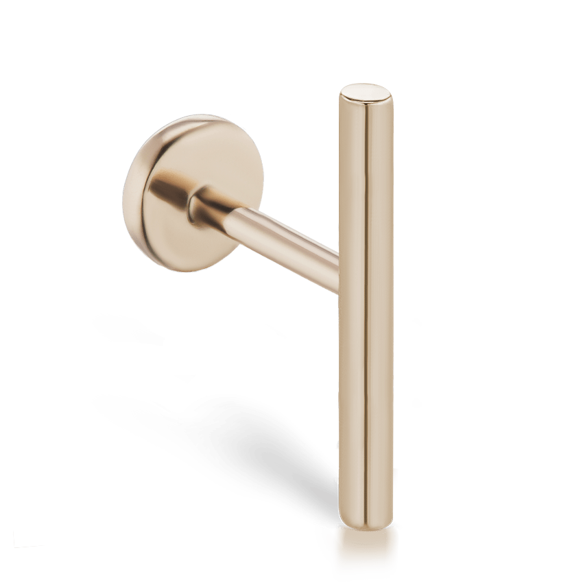 Polished Round Bar Threaded Stud Earring Yellow Gold 18mm