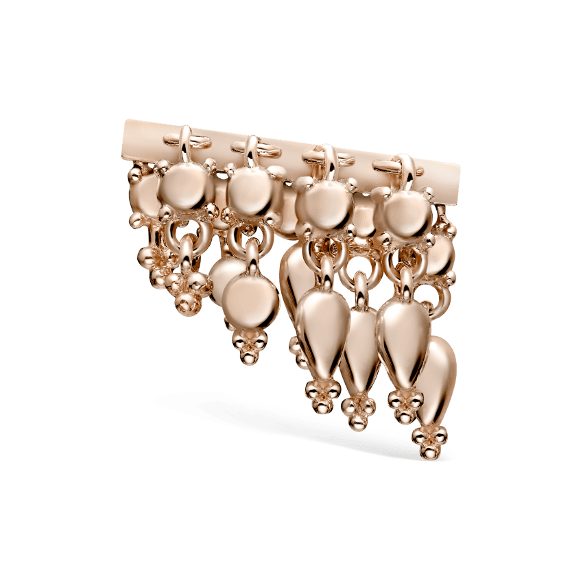 Tassel Bar Threaded Stud Earring Rose Gold 11mm Right