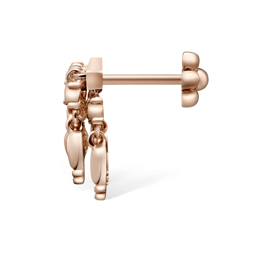 Tassel Bar Threaded Stud Earring Rose Gold 11mm Right