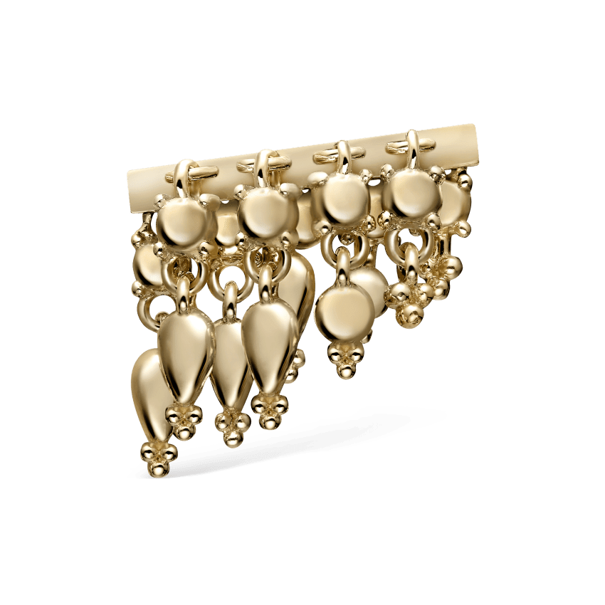Tassel Bar Threaded Stud Earring Yellow Gold 11mm Left