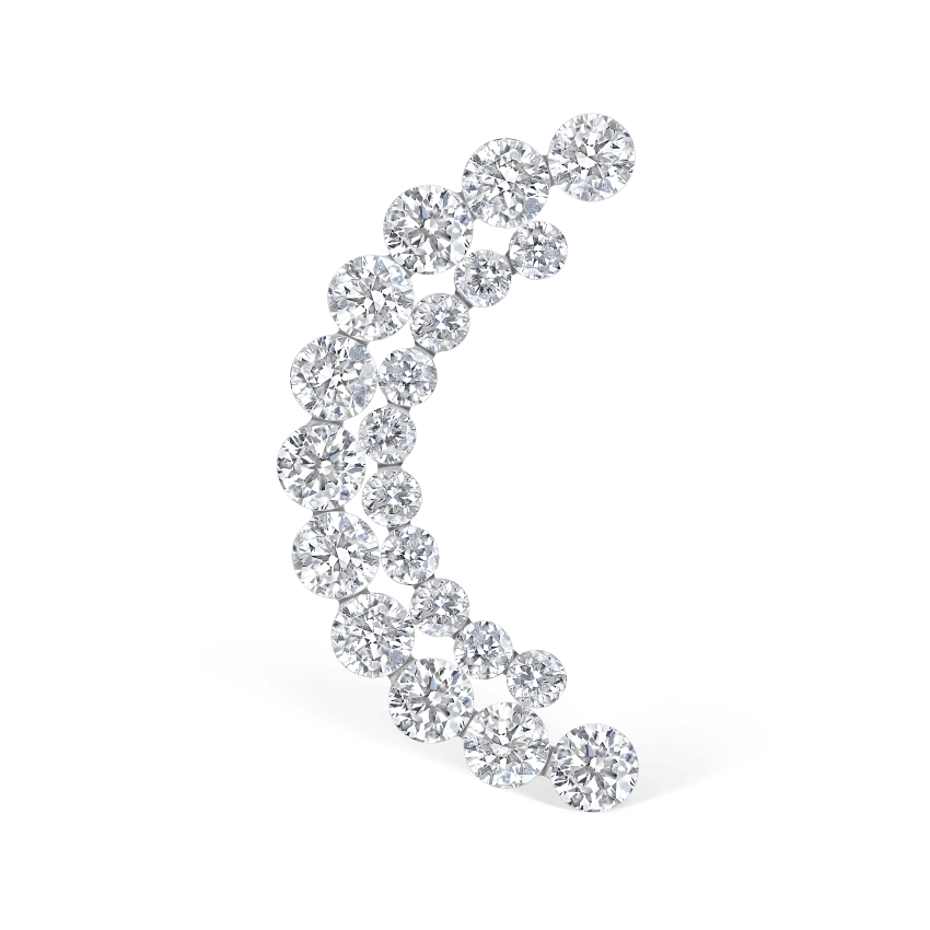 Invisible Set Diamond Apsara Curve Threaded Stud Earring White Gold