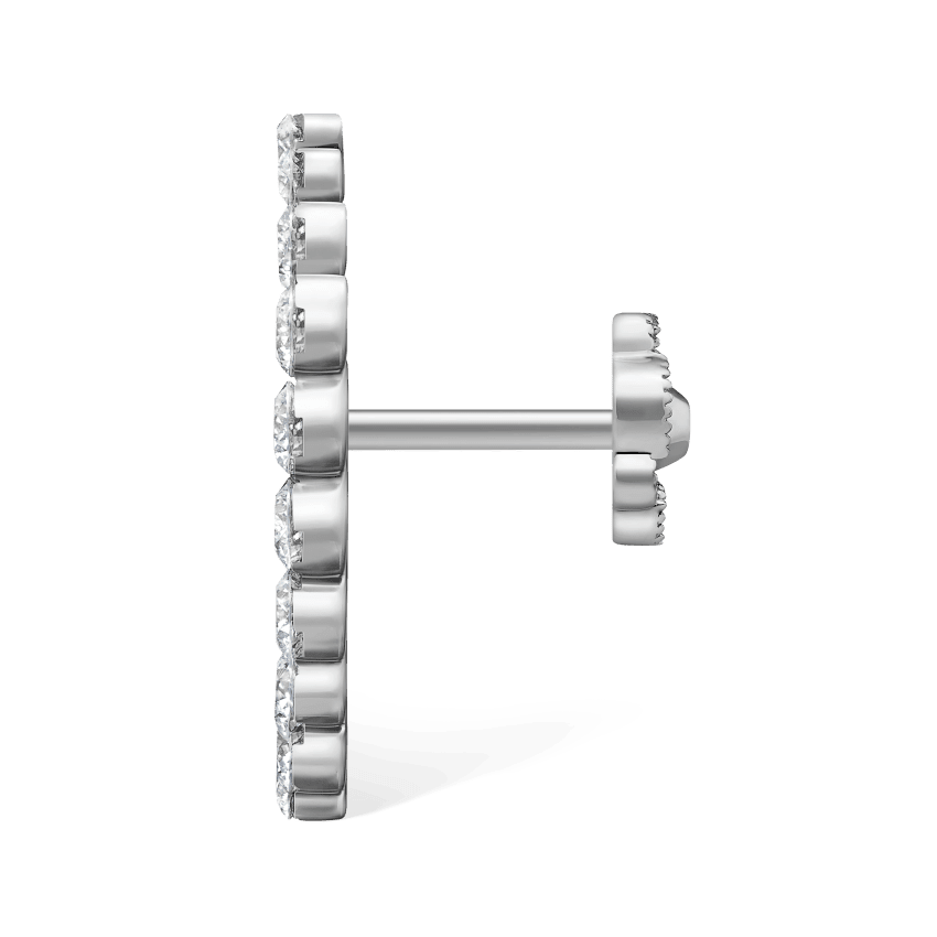 Invisible Set Diamond Apsara Curve Threaded Stud Earring White Gold