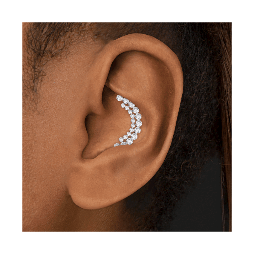 Invisible Set Diamond Apsara Curve Threaded Stud Earring Rose Gold