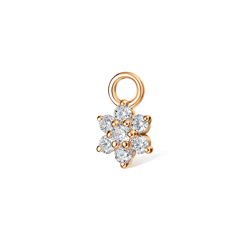 Diamond Flower Charm Rose Gold 5.5mm