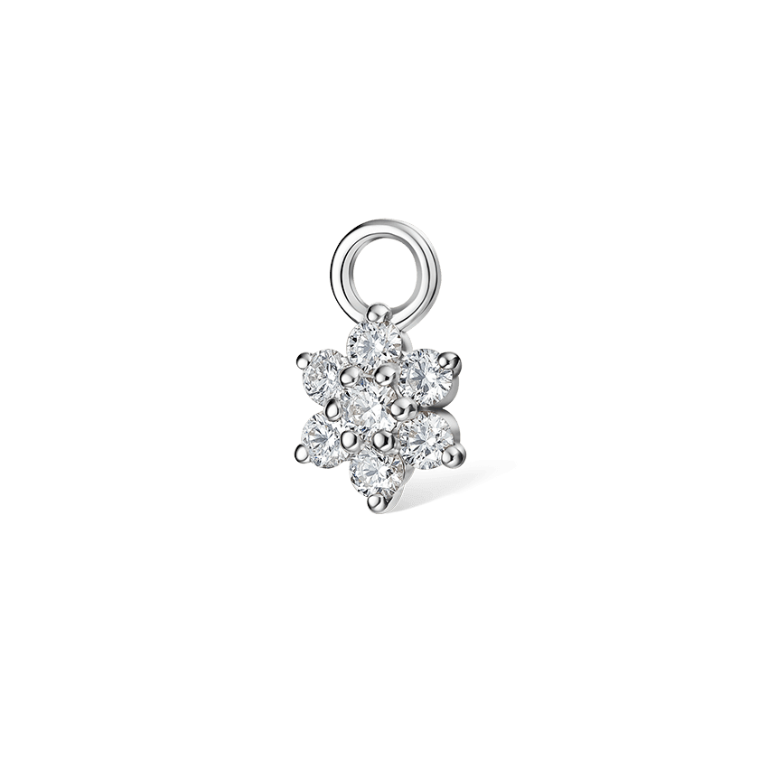 Diamond Flower Charm White Gold 5.5mm