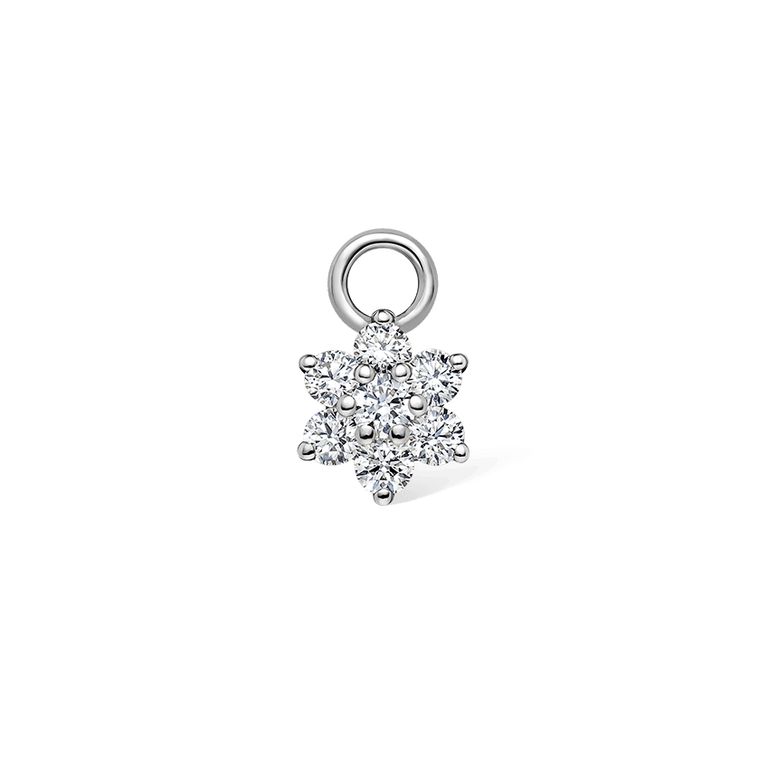 Diamond Flower Charm White Gold 5.5mm