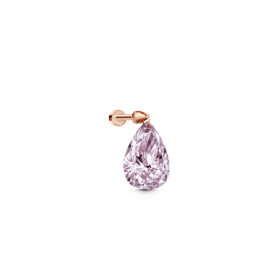Natural Pink Pear Floating Diamond Threaded Charm Earring Rose Gold 0.50ct