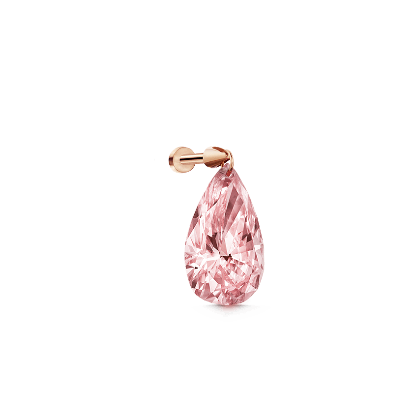 Pink Pear Floating Diamond Threaded Charm Earring Rose Gold 1.21ct