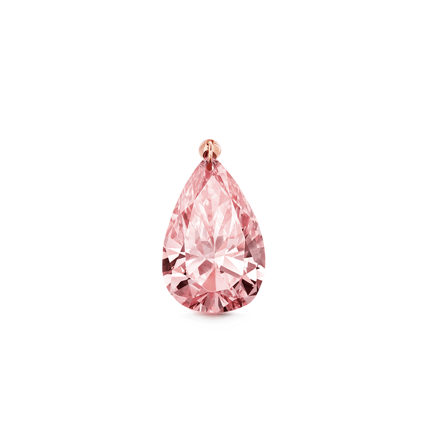 Pink Pear Floating Diamond Threaded Charm Earring Rose Gold 1.21ct