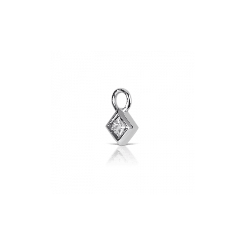 Princess Diamond Charm White Gold 3mm