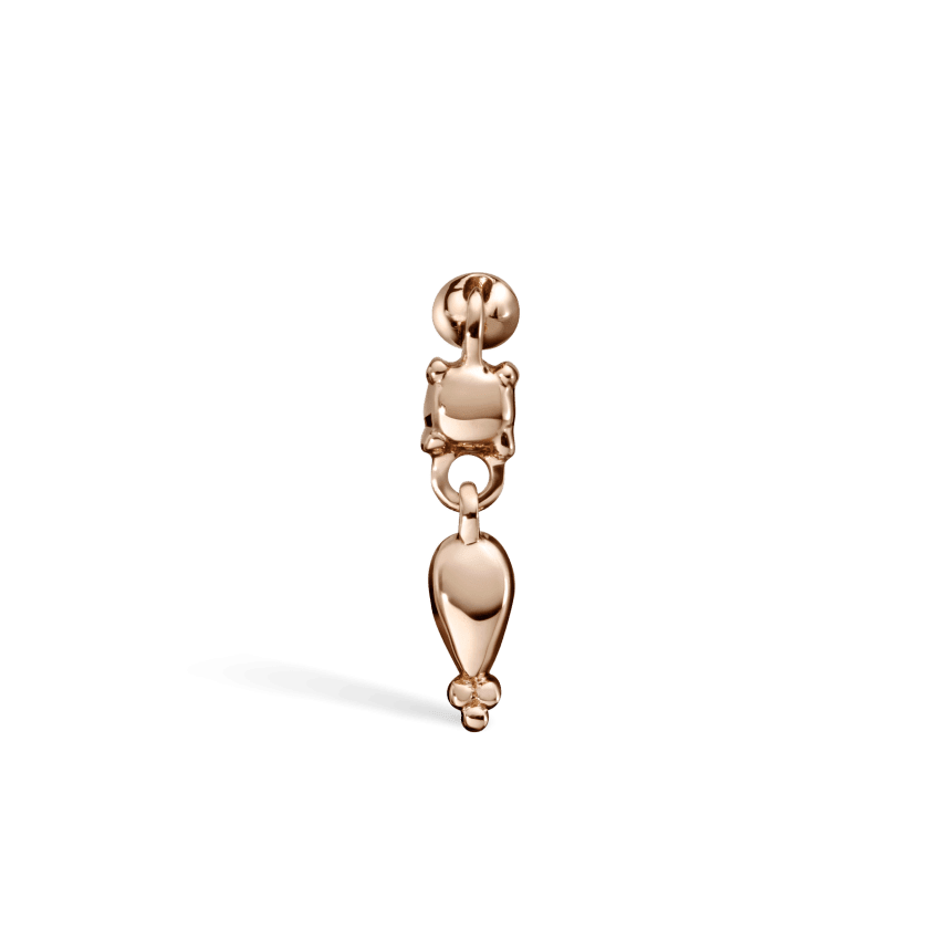Single Tassel Threaded Charm Earring Rose Gold