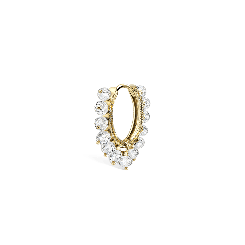 Diamond Coronet Hoop Earring Yellow Gold 9.5mm