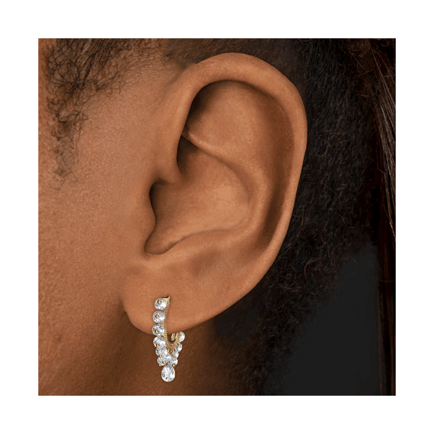 Diamond Coronet with Briolette Hoop Earring Yellow Gold 9.5mm