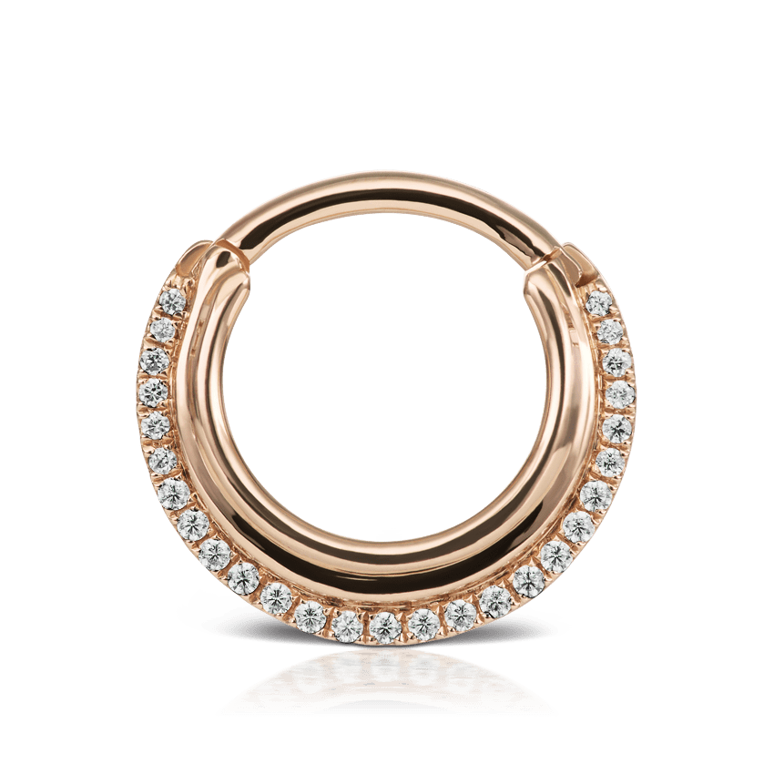 Diamond Dhara Hoop Earring Rose Gold 9.5mm 16 Gauge = 1.3mm