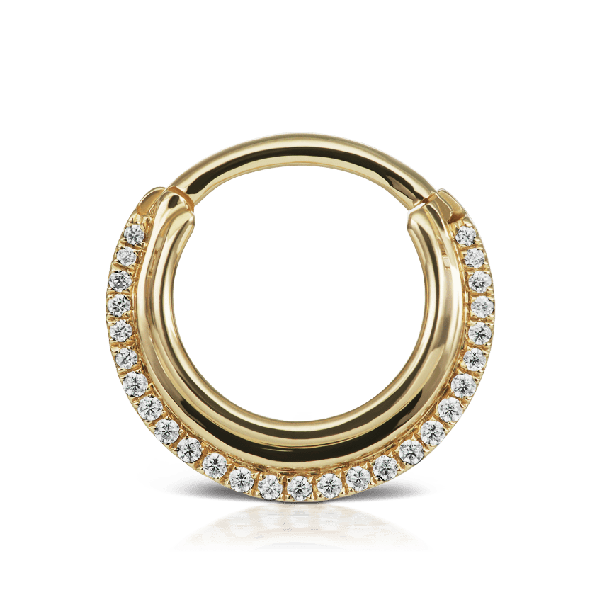 Diamond Dhara Hoop Earring Yellow Gold 9.5mm 16 Gauge = 1.3mm