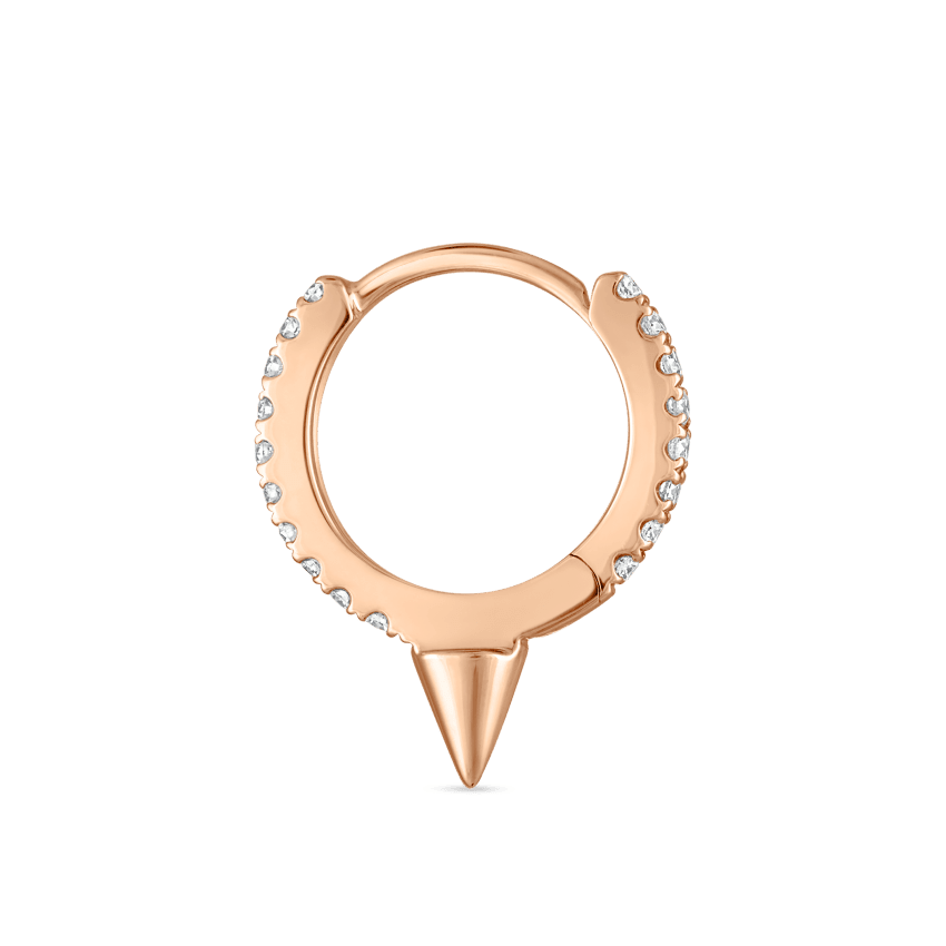 Single Short Spike Diamond Eternity Hoop Earring Rose Gold 8mm