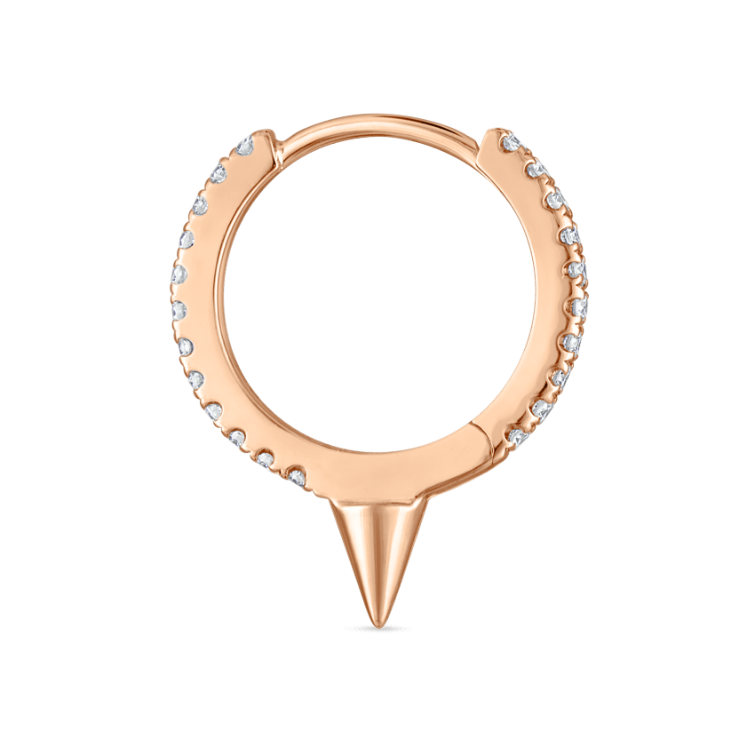 Single Short Spike Diamond Eternity Hoop Earring Rose Gold 9.5mm